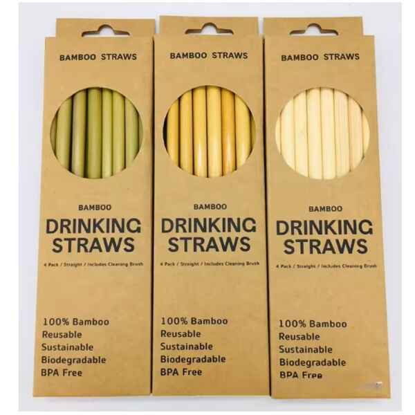 Bamboo Drinking Straw 12 Pcs Sturdy Reusable Sustainable cover
