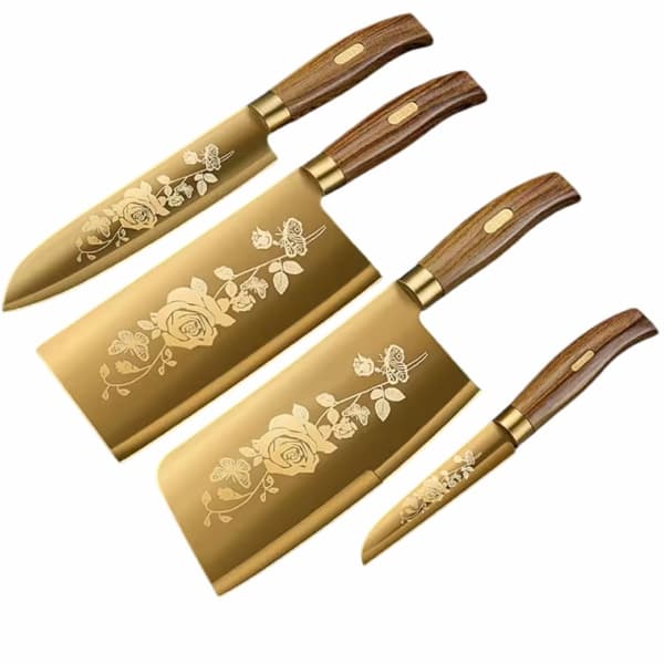 Chef Kitchen Knife Set 1 Set Sturdy Professional Knife Gold Rose 4pcs-min