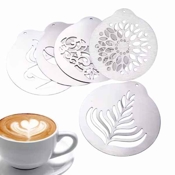 Coffee Art Stencils 4-5-6Pcs Fine Stainless Stencils cover