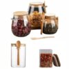 Glass Container With Bamboo Lid 1Pcs Fine Glass And Set cover-min