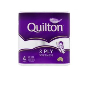 Quilton 3 ply Tissues Toilet Paper 4Pcs Fine BiodegradableQuilton 3 ply Tissues Toilet Paper 4Pcs Fine Biodegradable cover-min