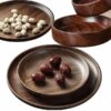 Wooden Plates And Bowls 1Pcs Sturdy Eco Walnut Wood cover-min