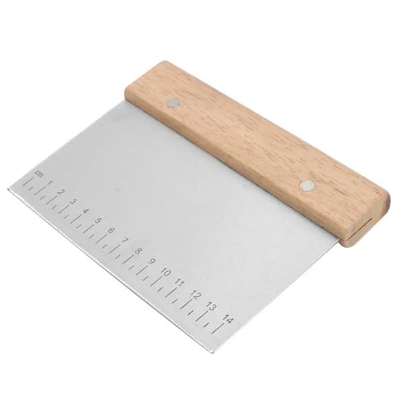 Wooden Handle Dough Scraper 1Pcs Strong Stainless 6 Rectangle -min