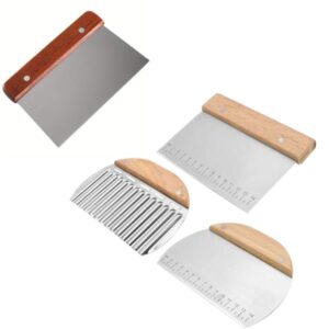 Wooden Handle Dough Scraper 1Pcs Strong Stainless cover -min