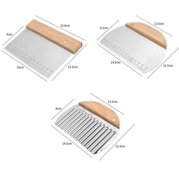 Wooden Handle Dough Scraper 1Pcs Strong Stainless 2 Wooden Handle Dough Scraper 1Pcs Strong Stainless dimension -min