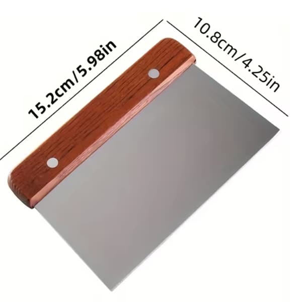 Wooden Handle Dough Scraper 1Pcs Strong Stainless 4 dough scraper and cutter dimension -min