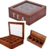 Tea Organiser Box 1Pcs Sturdy Tea Wooden Box cover