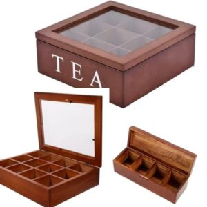 Tea Organiser Box 1Pcs Sturdy Tea Wooden Box cover