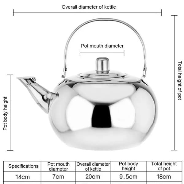 Stainless Steel Teapot With Infuser 1L Elite Teapot 6 jug dimension -min